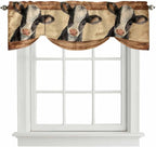 Farmhouse Cow Tie Up Valance Curtains for Windows, Kitchen Curtains Window Shades, Country Vintage Animals Wooden Grain Light Filtering Roman Curtain Valances for Bedroom/Bathroom/Cafe 60"x18"