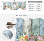 Easter Tie Up Valance Curtains for Windows, Kitchen Curtains Window Shades, Spring Rabbit Ears Foot Flowers Eggs Green Wooden Light Filtering Roman Curtain Valances for Bedroom/Bathroom/Cafe 54"x18"