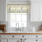 Rustic Lemon Gnomes Sheer Valance Curtains, Summer Fruit Leaves Retro Linen Texture Light Filtering Kitchen Valances Rod Pocket Voile Curtain Window Treatment for Bedroom/Living Room/Basement 42Wx12L