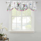 Spring Tie Up Valance Curtains for Windows, Kitchen Curtains Window Shades, Bicycles Botanical Rose Leaves Butterfly Wood Grain Light Filtering Roman Curtain Valances for Bedroom/Bathroom/Cafe 42"x12"