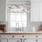 Abstract Stripes Sheer Valance Curtains, Brown Blue Gradient Wavy Lines Leaf Texture Light Filtering Kitchen Valances Rod Pocket Voile Curtain Window Treatment for Bedroom/Living Room/Basement 60Wx18L