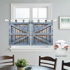 Farmhouse Wood Grain Kitchen Curtains 24 Inch Length, Small Window Curtains Tab Top, Vintage Country Barn Gate Textured Light Filtering Short Window Treatments Tier Drapes 27.5"x24" 2 Panel