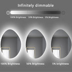 50x70cm LED Backlit Bathroom Mirror Wall-Mounted Smart Vanity Mirror with Demister Pad Energy-Efficient Three-Color Light Illuminated Bathroom Essential