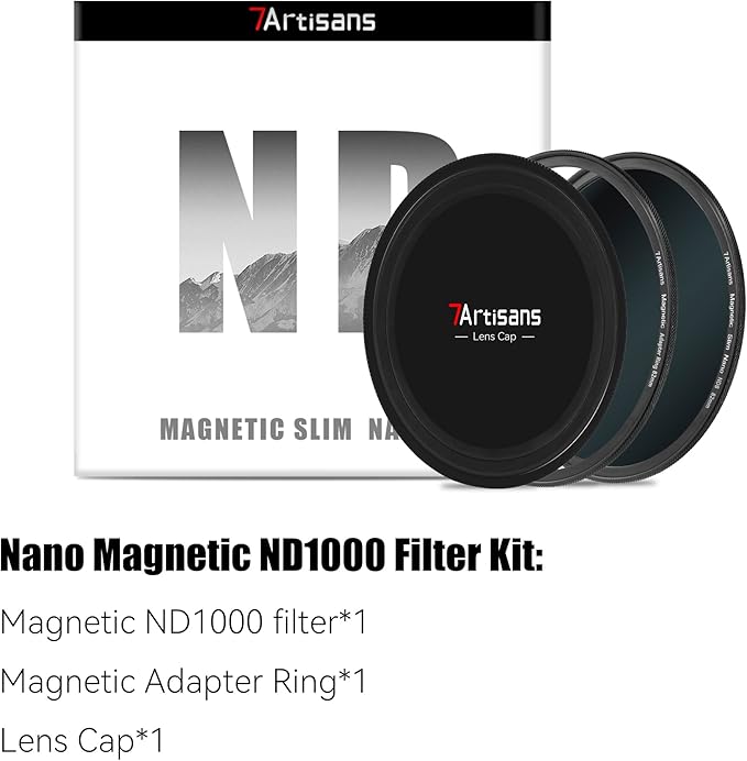 7artisans Nano Magnetic Filter UV Filter ND Light Reduction Filter/CPL Polarization Filter/GND Gradient Filter/Black Mist 1/4 Portrait Photography Filter Suitable for Lens(77mm ND1000)