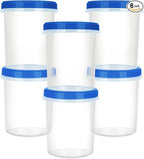 Heavy Duty Airtight Plastic Containers with Twist Top Lids, Stackable Freezer Containers for Lunch, Salad, Soup, Leftover, Ice Cream, BPA Free [6 Pack-32 oz]