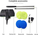 Cordless Electric Mop, 35dB Quiet Floor Cleaner with Dual Motor, Lightweight Spin Scrubber for Hardwood Tile Marble, Adjustable Handle, Rechargeable Polisher, Washable Pads，4 PCS Cleaning Cloths