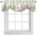 Easter Tie Up Valance Curtains for Windows, Kitchen Curtains Window Shades, Spring Rabbit Ears Foot Colorful Eggs Leaf Floral Light Filtering Roman Curtain Valances for Bedroom/Bathroom/Cafe 42"x12"