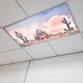 Fluorescent Light Covers for Drop Ceiling Watercolor Running Horse Cactus Magnetic Light Filters, Desert Hill Ombre Sky Ceiling Shade Filters for Home Classroom Office,2x4 ft,1Pack