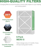 14x25x1 Air Filter 6 Pack, Durable MERV 8 Pleated Home HVAC AC Furnace Filters, Lightweight Compact Air Conditioner Filter Replacement