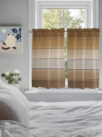 Vintage Brown Gradient Wood Grain Window Valance Curtains, Farmhouse Wood Barn Light Filtering Kitchen Valance with 3-inch Rod Pocket for Living Room Bathroom Bedroom,2 Panel,52x45In