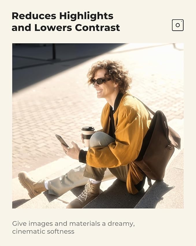 K&F CONCEPT 52mm Black Diffusion 1/2 Filter Mist Cinematic Effect Filter with 18 Multi-Layer Coatings for Video/Vlog/Portrait Photography (K-Series)
