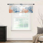 Ocean Corals Sheer Valance Curtains, Summer Beach Coral Sea Stars Light Filtering Kitchen Valances Rod Pocket Voile Curtain Window Treatment for Bedroom/Living Room/Basement 42Wx12L