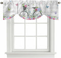 Spring Tie Up Valance Curtains for Windows, Kitchen Curtains Window Shades, Bicycles Botanical Rose Leaves Butterfly Wood Grain Light Filtering Roman Curtain Valances for Bedroom/Bathroom/Cafe 60"x18"