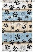 Sheer Curtains 84 Inches Long, Blue Beige Paw Print Semi Sheer Curtains Light Filtering Window Treatment, Vintage Farmhouse Rustic Wooden Grain Privacy Voile Drapes for Living Room Bedroom 52x84 Inch