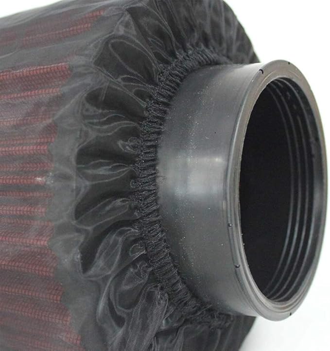 Intake Filter Mesh Cover Polyester Cloth Oilproof And Dustproof Cover Car Cold Air Filter Protector Cover Rain Sock Protective for Motorcycle Automotive (Type A Black)