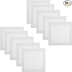 Vent Systems 4.5" x 4.5" Inch (Opening Dimensions) - Pack of 10 - White Plastic Soffit Vent Cover - Durable Square Air Vent Grille with Mesh Screen - Ventilation Grill Wall, Ceiling Indoor, Outdoor