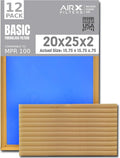 20x25x2 Air Filter Comparable to MPR 100 Basic Economy Furnace Filters, 12 Pack of Non Pleated Fiberglass Filter For Dust - Low Airflow Restriction! From AIRX FILTERS WICKED CLEAN AIR.