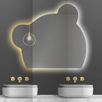 LTSRLL LED Vanity Mirror Cute Bear Decorative Mirror for Bathroom & Dressing Tabler Backlight Wall Mirror with 3 Color Dimmable Light Demister Pad Human Body Sensor Switch(Cut Down,60cmx75cm)