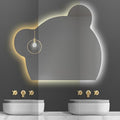 LTSRLL LED Vanity Mirror Cute Bear Decorative Mirror for Bathroom & Dressing Tabler Backlight Wall Mirror with 3 Color Dimmable Light Demister Pad Human Body Sensor Switch(Cut Right,60cmx75cm)