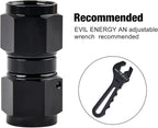 EVIL ENERGY 6AN Female to 6AN Female Straight Swivel Coupler Union Fitting Adapter Aluminum Black 2PCS