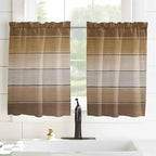 Vintage Brown Gradient Wood Grain Window Valance Curtains, Farmhouse Wood Barn Light Filtering Kitchen Valance with 3-inch Rod Pocket for Living Room Bathroom Bedroom,2 Panel,52x54In
