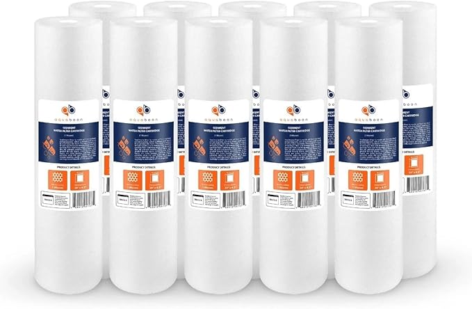 Aquaboon 1 Micron 20 x 4.5 Sediment Water Filter Replacement Cartridge | Whole House Sediment Filtration | Compatible with AP810-2, AP810-6, SDC-45-2005, FPMB5-20, P5-20, FP25B, 155358-43, 10 Pack