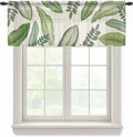 Summer Palm Leaf Sheer Valance Curtains, Green Tropical Plants Nature Leaves Linen Light Filtering Kitchen Valances Rod Pocket Voile Curtain Window Treatment for Bedroom/Living Room/Basement 54Wx18L