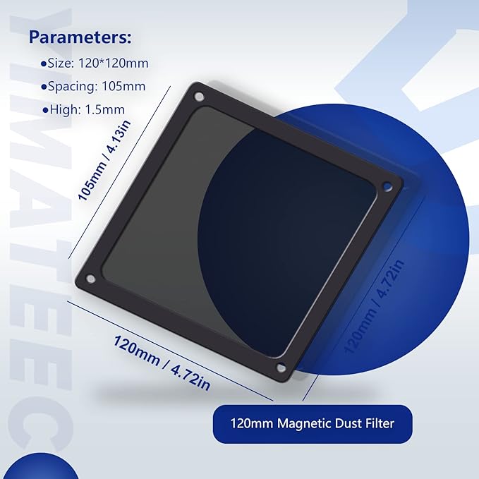 Dust Filter PC 120mm for Computer Cooler/PSU/Routers Nylon 80 Mesh, Magnetic Frame PC Fan Dust Mesh PC Cooler Filter Dustproof Computer Fan Grills (Nylon, 120 * 120mm, 5pcs, Black)