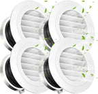 Soffit Vents 6 Inch, Round Exhaust Air Vent Cover with Built-in Fly Screen for Bathroom Kithchen Office Home, White 4P