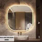 JSLJDM 500X500 mm Illuminated Backlit LED Bathroom Mirror, Wall Mounted Multifunction Bathroom Vanity Mirror with Lights and Demister Pad, Energy-Saving Illuminated Smart Mirror 80cm tricolorlight