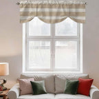 Brown Ombre Wooden Tie Up Valance Curtains for Windows, Kitchen Curtains Window Shades, Farmhouse Retro Khaki Wood Light Filtering Roman Curtain Valances for Bedroom/Bathroom/Cafe 42"x12"