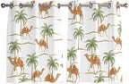 2 Panel Kitchen Cafe Curtains, Desert Camels Sunlight Filtering Nature Air Through, Home Decor Window Covering Tier Curtains for Bedroom Living Room 104W x 52L inch Tropical Date Palm Trees Animal