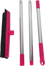 Multifunctional Broom, Telescopic Carpet Rake Rubber Pp 12.6in Brush Easy Wash Floor Carpet Broom for Pet Hair Dust Removal Tile Window Cleaner (Pink)