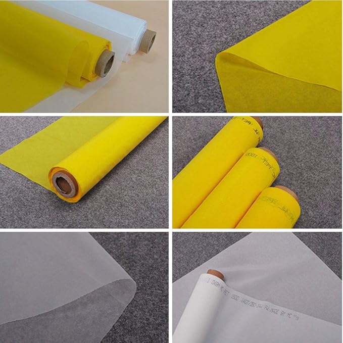 Silk Screen Printing Mesh, 100/110/120/140/160/180/200/250/300Mesh, White Yellow for Screen Printing Machine Equipment Accessories, Filter Painting, Polyester Fabric (160M/64T White)