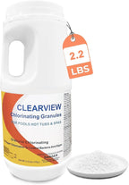 ClearView Chlorine Granules 2.2 Lbs for Swimming Pools, Pool Chlorine Shock Granular Sanitizer for Spas, Fast Dissolving Chlorinating Granules for Hot Tubs