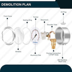 MEASUREMAN 2-1/2inch Dial Size, Oil Filled Pressure Gauge, 0-160psi/kpa, 304 Stainless Steel Case, 1/4inchNPT Lower Mount