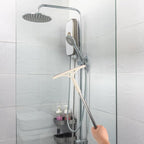 Multifunctional Glass Door Squeegee with Long Handle, Dry and Wet Use Floor and Mirror Cleaner for Bathroom Shower Windows, Khaki Household Water Scraper