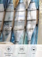 Sheer Curtains 72 Inches Long, Lake Paddle Striped Semi Sheer Curtains Light Filtering Window Treatment, Watercolor Vintage Wood Grain Privacy Voile Drapes for Living Room Bedroom 52x72 Inch