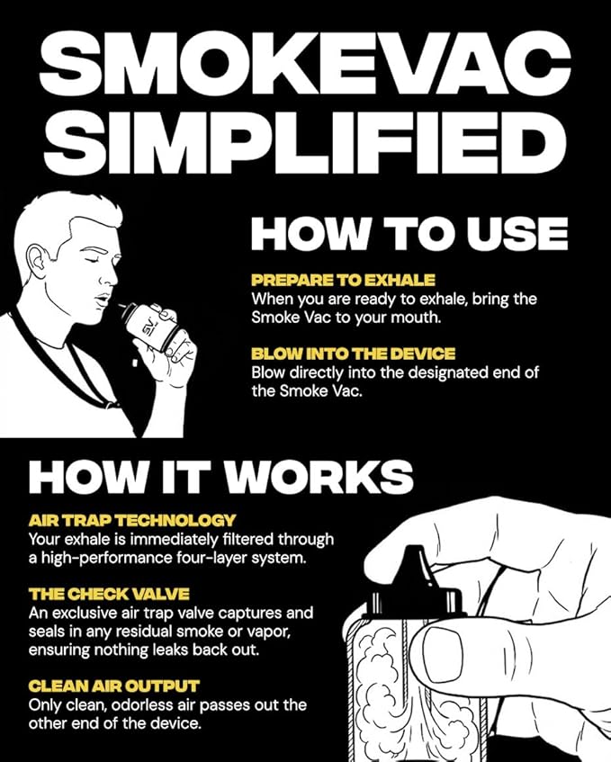 SmokeVac Handheld Personal Air Filter with 4-Layer Filtration & One-Way Check Valve – Portable Smoke & Odor Eliminator for Home, Car, Travel & Events (Pink)