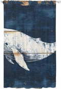 Sheer Curtains 84 Inches Long, Ocean Whale Blue Semi Sheer Curtains Light Filtering Window Treatment, Coastal Vintage Wooden Grain Privacy Voile Drapes for Living Room Bedroom 52x84 Inch