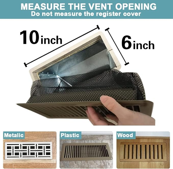 Floor Register Cover Trap, Floor Air Vent Cover Screen for Home Air Vent Filters 5-Pack Floor Vent Mesh Filters Net Trap (6 x 10 Inch)