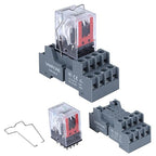 Electromagnetic Power Relay, 14-Pin 5 AMP 24V AC Relay Coil with Socket Base, LED Indicator, 4PDT 4NO 4NC - MY4NJ [Applicable for DIN Rail System]