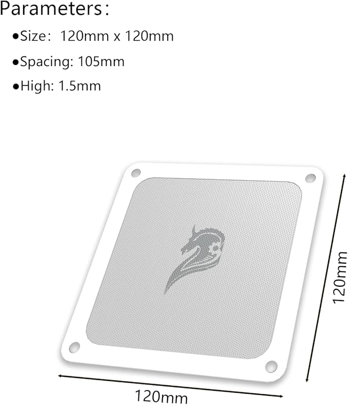120mm PC Dust Filter Fan Filter Computer Fan Grills Dust Mesh Magnetic Frame PC Case Cover Dustproof PVC 50 Mesh(PVC, Gentleman Aesthetic, 120 * 120mm, 2pcs, White)