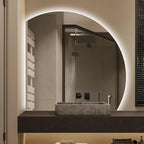 Bathroom Wall Mounted Mirror, LED Illuminated Vanity Mirror with Demister Pad, Mirror for Wall Decor Mirror with Anti-Fog, Dimmable Light Function, Touch Switch (Color : Right Cut, Size : 35.