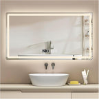 Backlit LED Illuminated Bathroom Mirror with LED Lights, Lighted Bathroom Makeup Wall Mounted Mirror with Demister Pad, Sensor Touch Switch, Horizontal/Vertical(B,H70*W90CM/H27.5*W35.4IN)