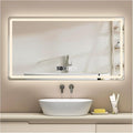 Backlit LED Illuminated Bathroom Mirror with LED Lights, Lighted Bathroom Makeup Wall Mounted Mirror with Demister Pad, Sensor Touch Switch, Horizontal/Vertical(B,H60*W80CM/H23.6*W31.4IN)