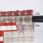 4th of July Sheer Valances for Windows 42"x12", Light Filtering Kitchen Curtains Valance, Stars Striped Farmhouse American Flag Wood Grain Rod Pocket Chiffon Curtains for Living Room Bedroom Cafe