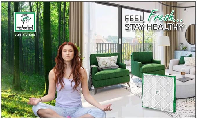 20x25x1 ECO POWER Air Filter MERV 10 (4-Pack), Pleated HVAC AC Furnace Air Filters Replacement, Comparable to MPR 1000 & FPR 7 (Actual Size: 19.6 x 24.6 x 0.75 Inches), SB2482