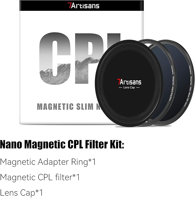 7artisans Nano Magnetic Filter UV Filter ND Light Reduction Filter/CPL Polarization Filter/GND Gradient Filter/Black Mist 1/4 Portrait Photography Filter Suitable for Lens(82mm CPL)