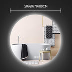 Led Mirror for Bathroom,Bathroom Mirrors for Vanity,Shatter-Proof,with Dimming & 3 Color Modes,Heated Demister Pad,Anti-Fog,Hanging Vanity Mirror,Easy to Install, Easy to Clean (Size : 70x70cm)